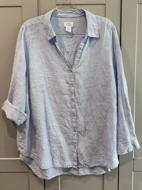 Sigrid Olsen Light Blue Linen Shirt
